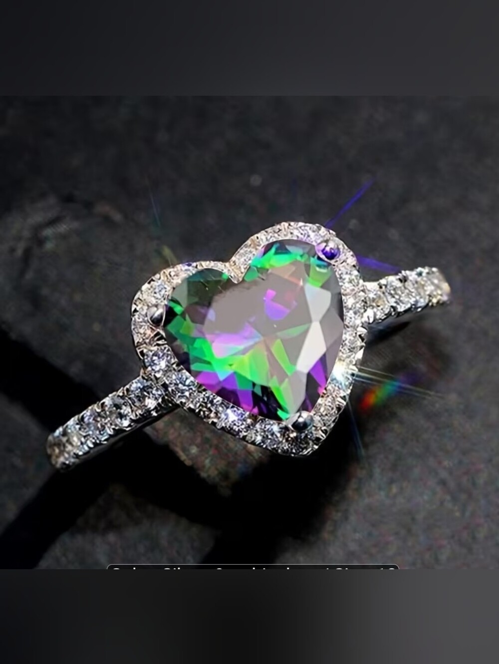 🆕️ ✨️Heart-Cut Mystic Topaz Halo Ring in Green-Purple ✨️